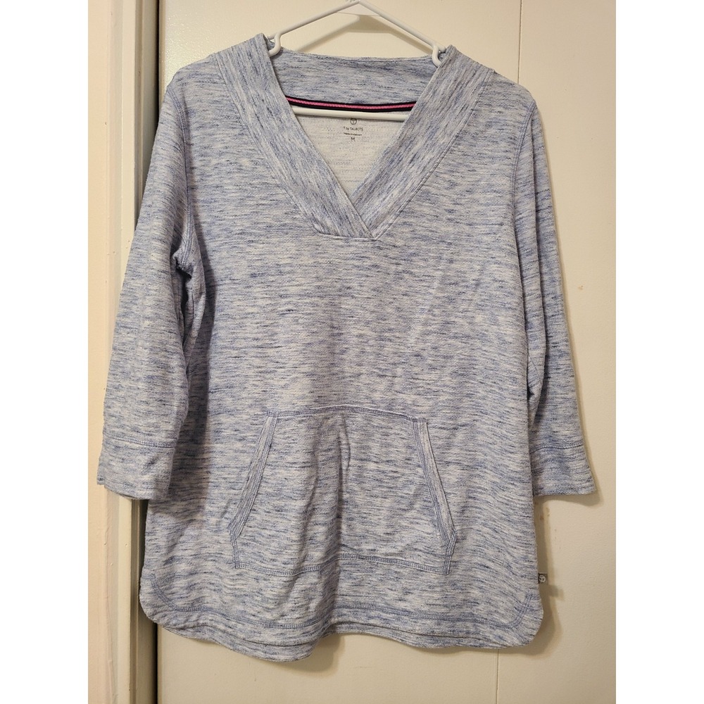 T by Talbots blue and white marled V-neck pullover tunic sweatshirt.  Size M